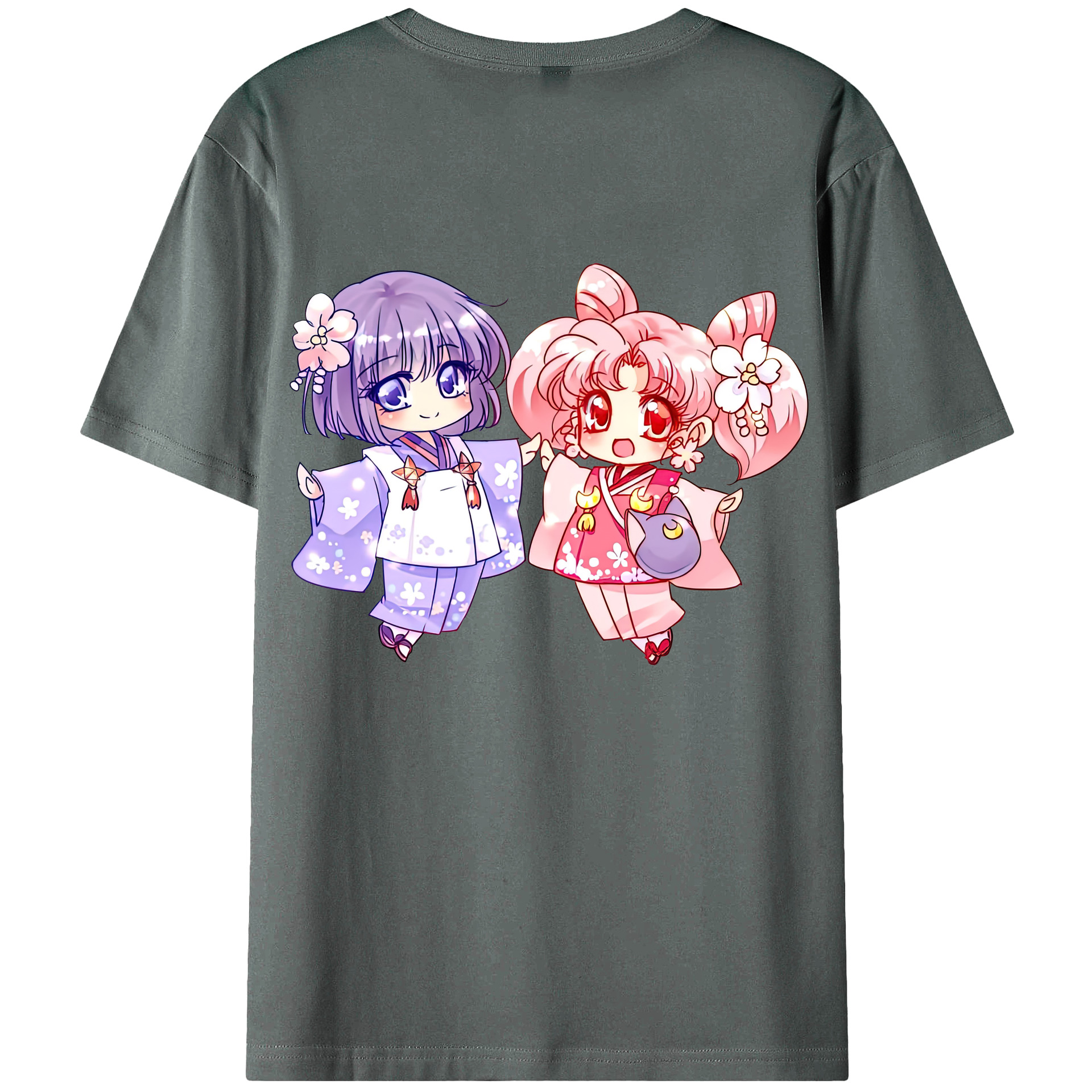 （画像用） 美少女戦士セーラームーン ちびうさ Sailor Moon Chibiusa Tsukino Usagi Small Lady Serenity 綿100％ メンズ半袖Tシャツ（バックプリント） 通気性